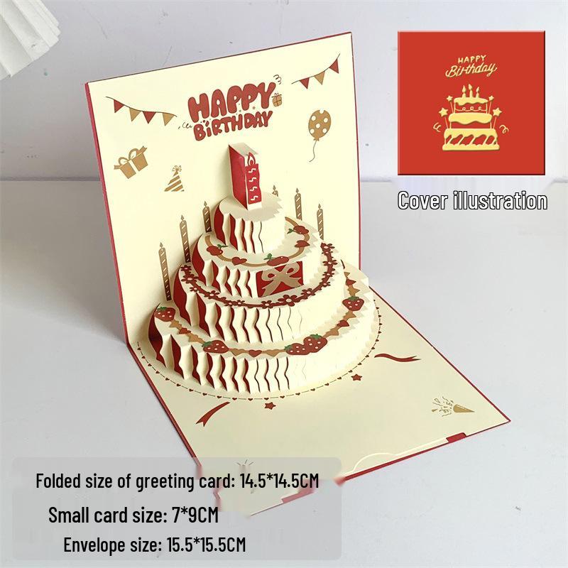 Handmade 3D Pop-up Birthday Cake Greeting Card
