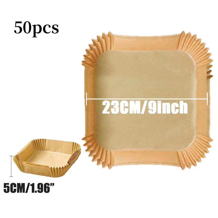 Air Fryer 50/100PCS Bakeware Disposable Paper Tray Non-Stick Mat Oil-proof Liner Non-Stick Mat for Kitchen Oven Baking Paper