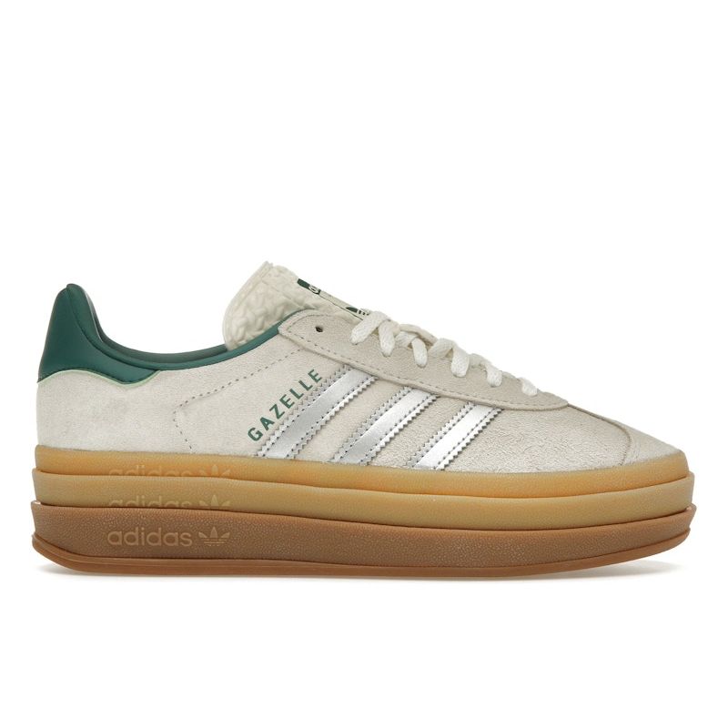 Adidas Gazelle Bold Off White Silver Metallic Green Women Sneakers Cream Collegiate-Green JI0328