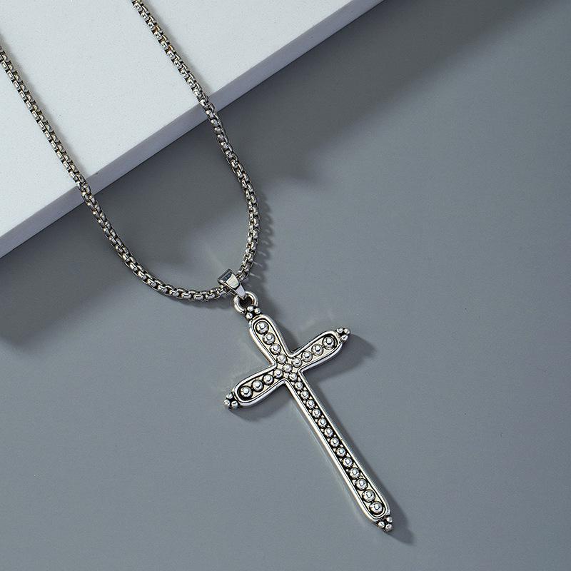 Men's Punk Hip-hop Cross Necklace: Trendy Street Style Clavicle Chain