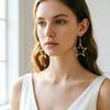 SUMENG New Fashion Handmade Simple Antique Hollow Star Pendant Drop Earrings for Women Vintage Jewelry Gifts Accessories