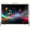 1pc Music Karaoke OKParty Backdrop Banner - Music Notes Stars Design Durable Polyester No Power Required Indoor Outdoor Wedding Birthday