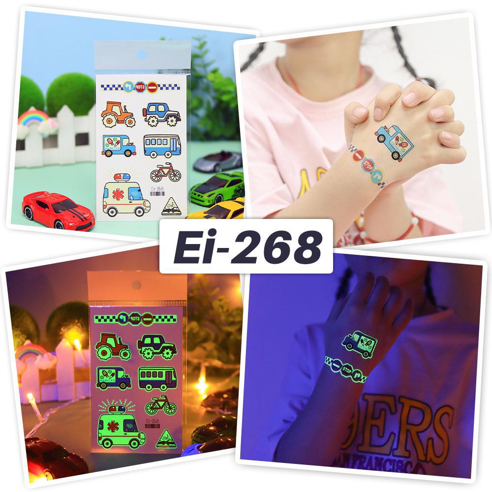 Ruikalong vodotěsné svítící dopravní kreslené tetovací samolepky pro děti
