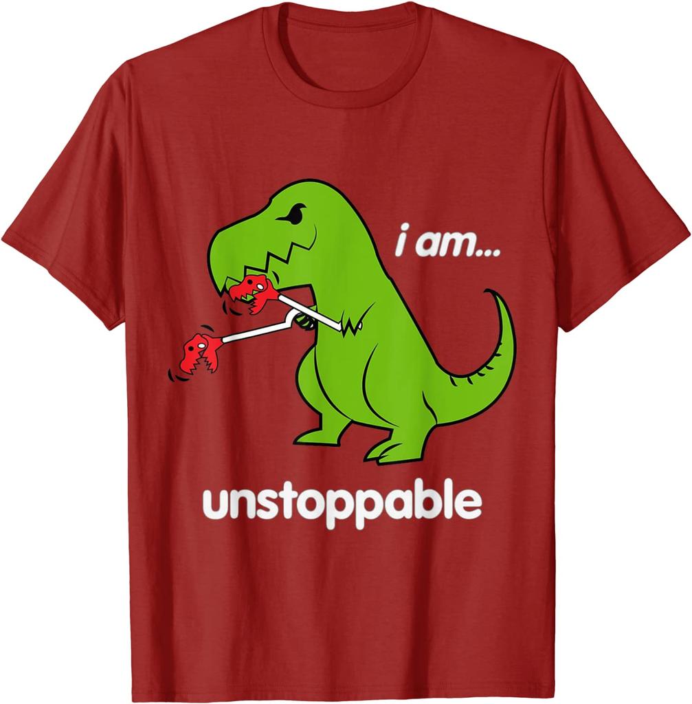I Am Unstoppable T-Rex  Dino Cool Cute Humor Funny T-Shirt Tshirts Tops Tees New Design Cotton Hip Hop Gift Men's