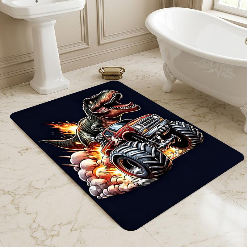 Dino Truck Living Room Nonslip Area Rug Soft Carpet For Bedroom Game Playroom Sofa Office Home Decor Doormat Christmas Gift C9267