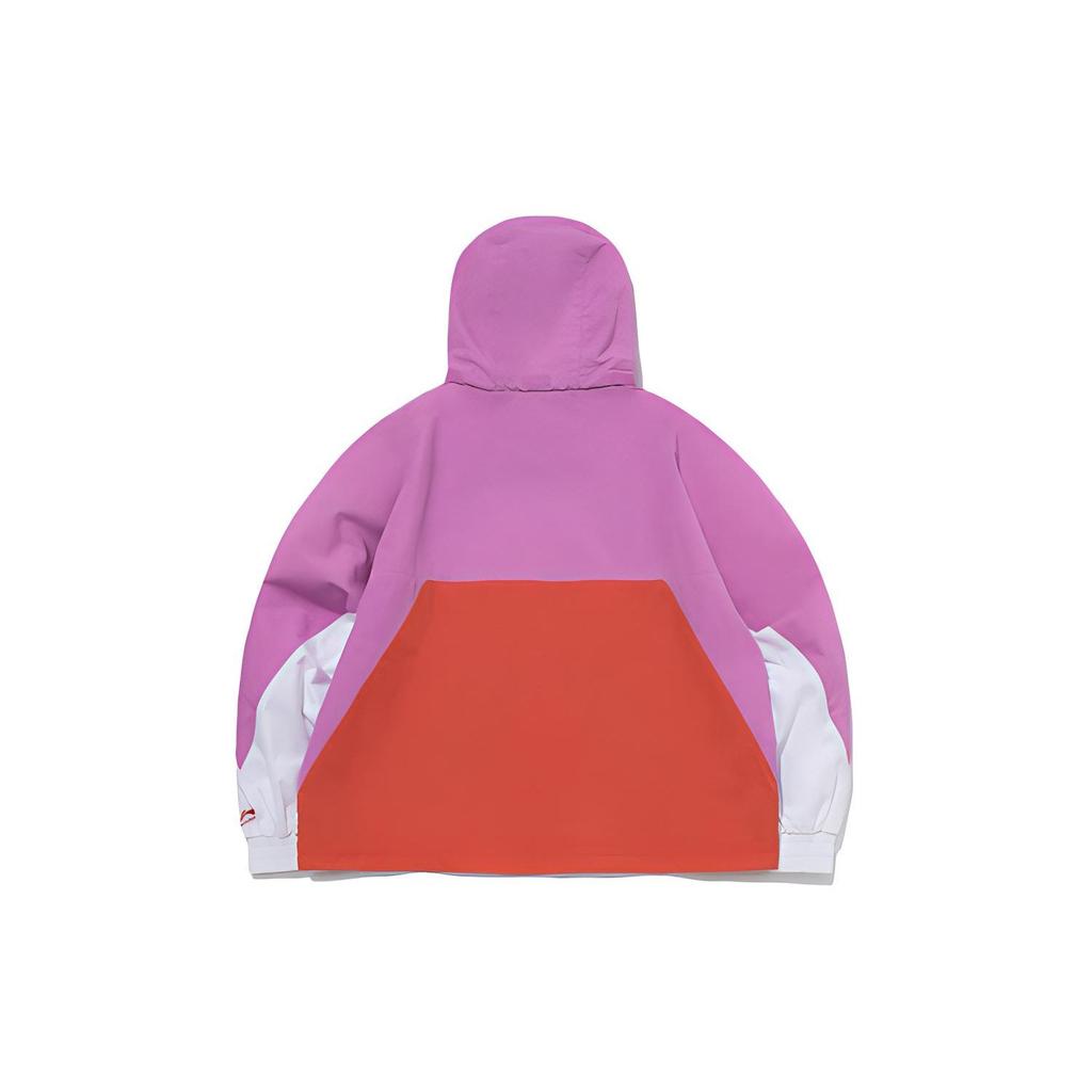 Li Ning Color Block Letter Half Zip Hooded Jacket Women Jackets Roland-Purple AFDR016-2