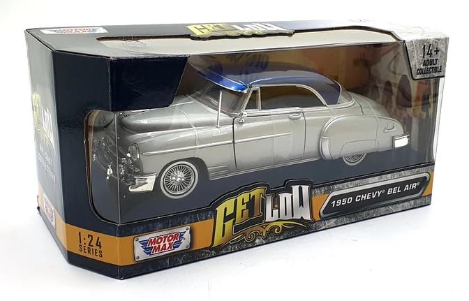 MOTORMAX 1/24 Scale American Bel Air Diecast Model Car, 1950 (Silver/Blue) [Parallel Import]