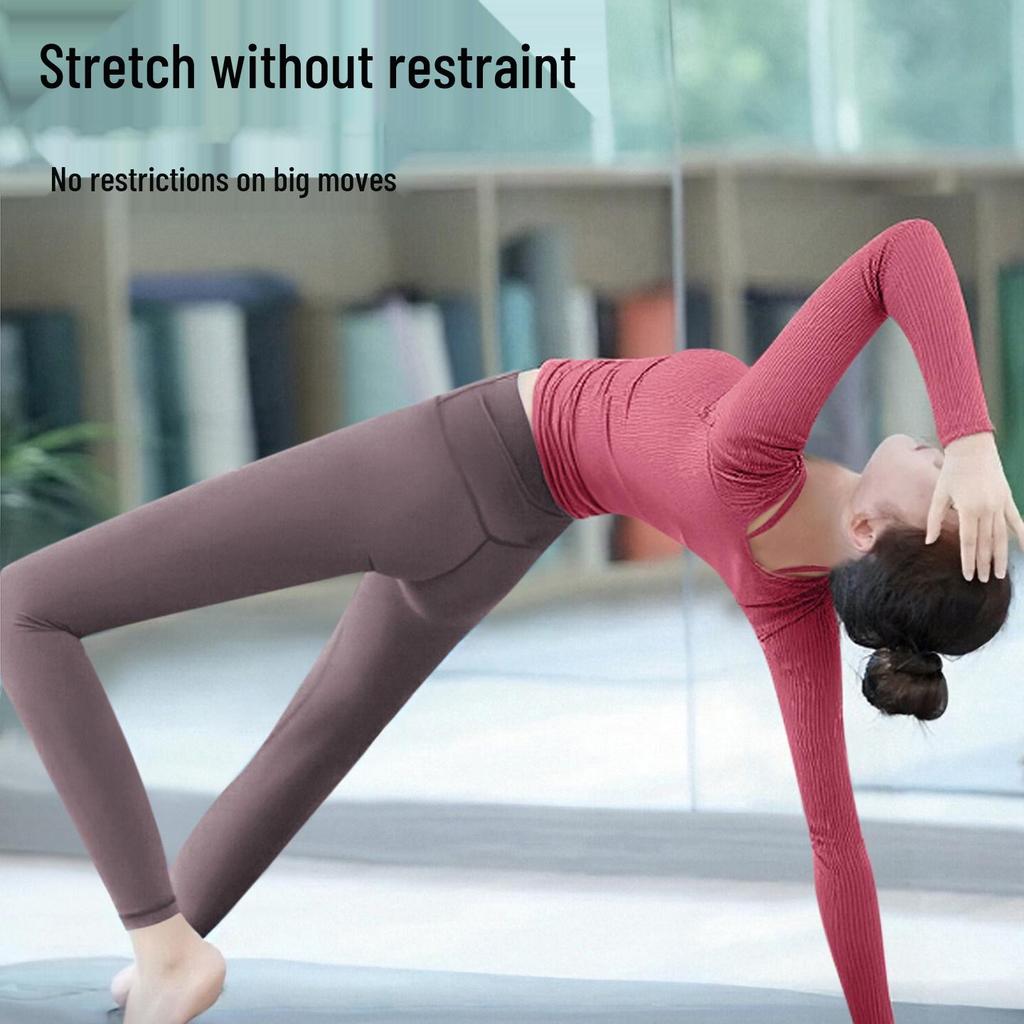Premium Autumn/Winter Women's Yoga Set 2025: High-End Fitness Top with Built-in Bra for Pilates and Training