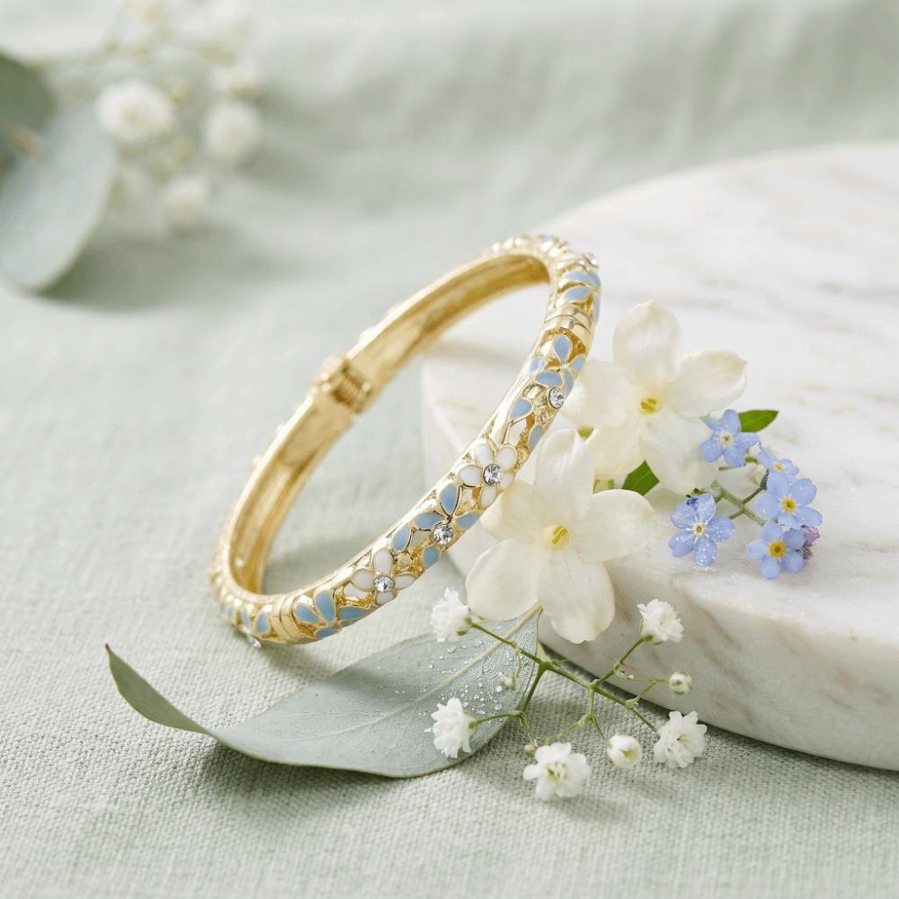Traditional Flower Cloisonne Bracelet Colorful Flower Enamel Bangle Enamel Bangle  Casual Occasions