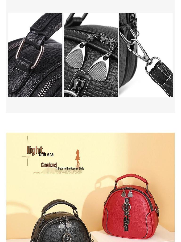 2024 Fashion Women's Small Round Crossbody Bag with Cute Pendant
