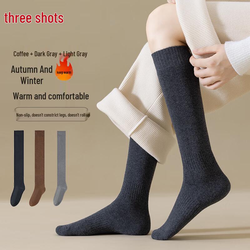 ThreeGun Women s Fleece-Lined Combed Cotton Terry Long Socks One Size