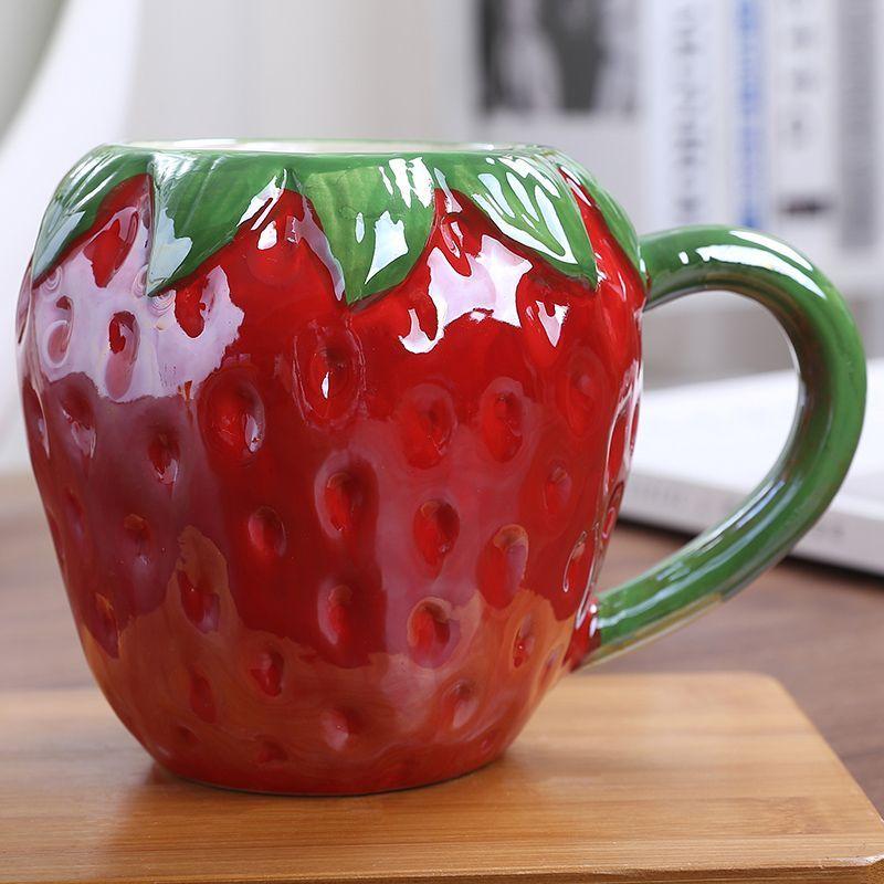 Tazza da Caffè Creativa in Ceramica Fragola Zucca Ananas Tazza Frutta per Bambini Casa Ufficio Colazione Tazza per Bevande al Latte Regalo di Compleanno Nuovo