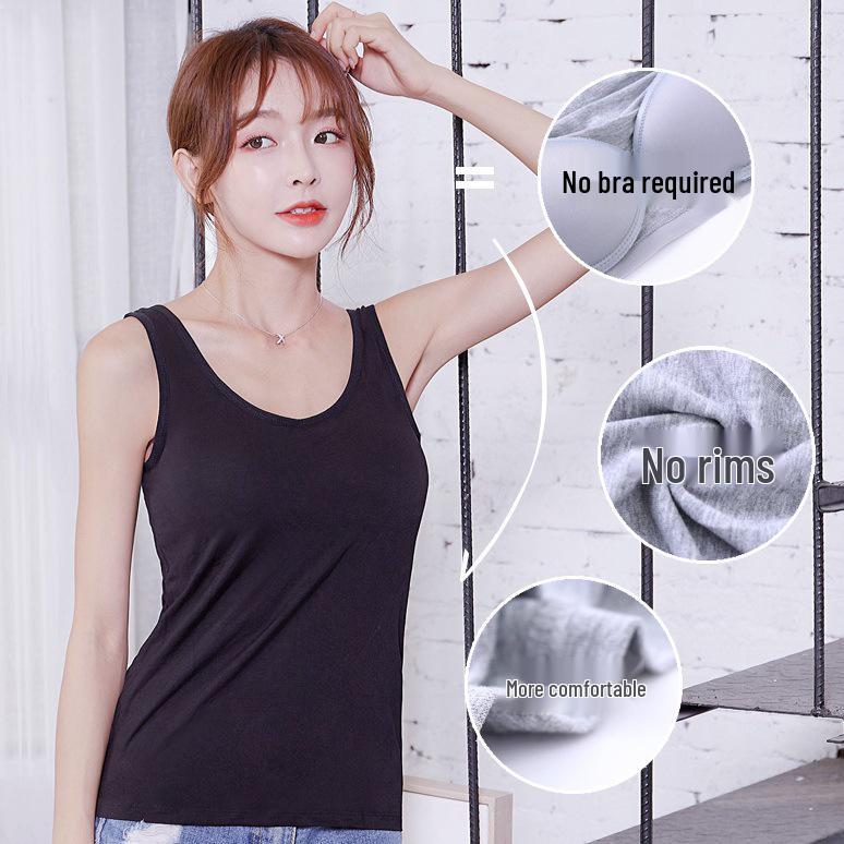 Damen Modal Gepolstertes Sport Yoga Tank Top mit Fixierten Cups - Erhältlich in 6 Größen & 6 Farben.