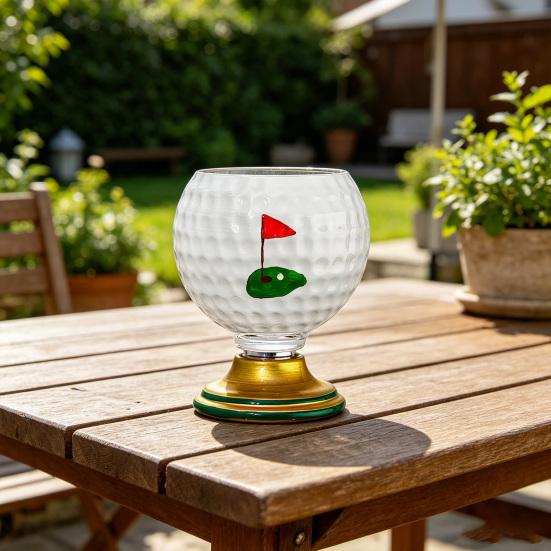 3D Rotating Ball Glass Cup, Creative Soccer Basketball Baseball Golf Design Glass Tumbler, 300ml Lead-Free Drinking Mug for Sports Fans