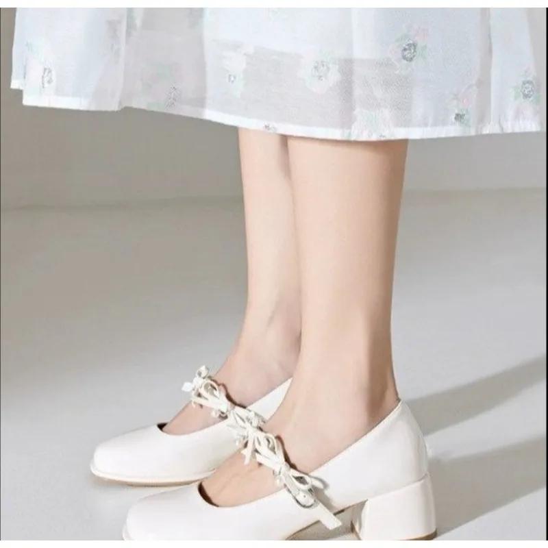 

Туфли женские на плоской подошве элегантные с бантом и неглубоким вырезом, украшенные жемчугом, платье на каблуках, бабочка, бисер, бабочка-узел Janes 35 бежевый