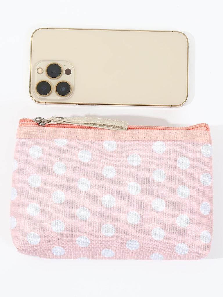 Classic Polka Dot Makeup Bag: Small Zipper Pouch & Key Holder
