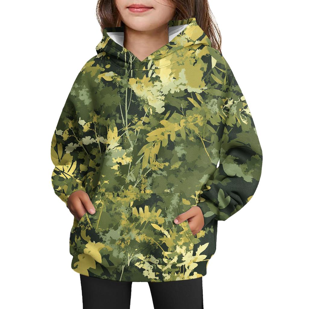 Hanorac cu glugă și șnur pentru fete - Pulover cu imprimeu