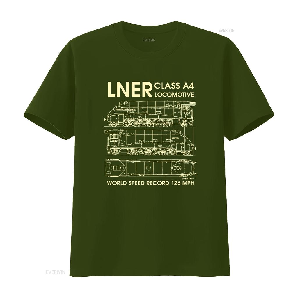 LNER Class A Locomotive Train T Shirt Unisexs Blueprints Birthday vintage Washed Breathable streetwear Stretched Soft