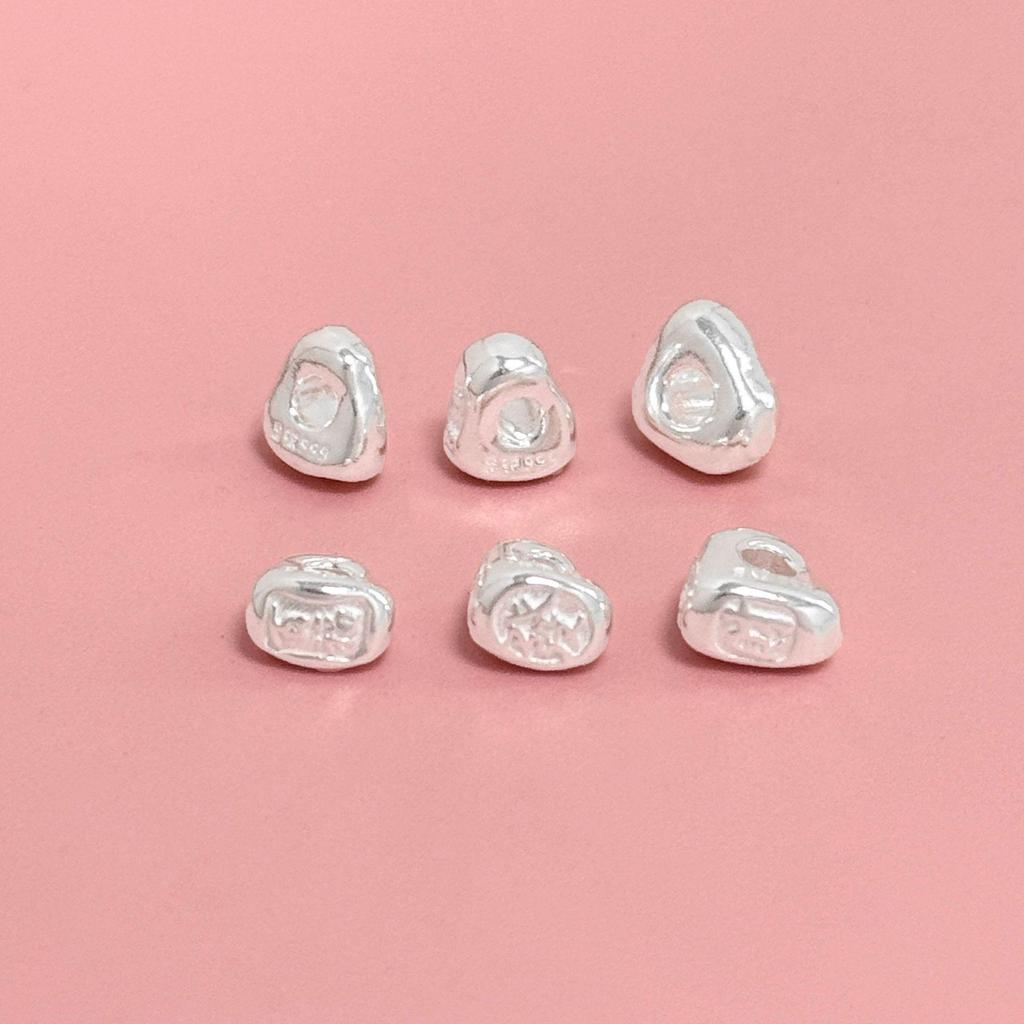 S999 Sterling Silver Good Luck Spacer Beads for DIY Crystal Bracelet or Necklace - Irregular Shape Rope Accessories