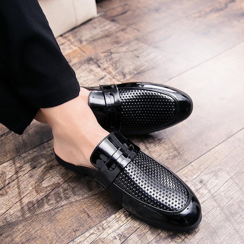 

Перфорированные полуботинки-сандалии, новая мужская верхняя одежда на лето 2025 года, ленивые с одной педалью, дышащие повседневные кожаные с одним словом-дрэг 38