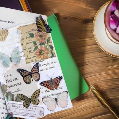 Butterfly Series Waterproof PET Stickers Pack of 40; Suitable for Art Collage & DIY Scrapbooking.