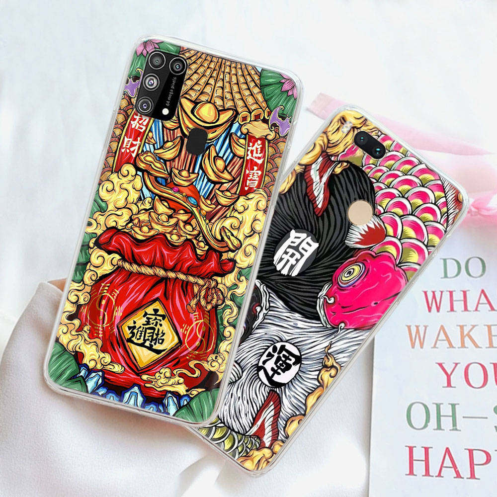 

Чехол для Xiaomi Redmi Note 13 VIVO Y20 Tecno Pova Samsung S24 Realme C3 OPPO F11 Moto E32 Infinix iPhone 15 китайский стиль Luck