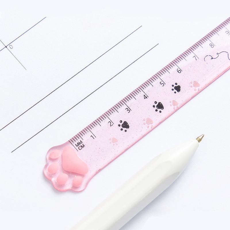 1PC Simpatico Righello Dritto in Plastica a Forma di Zampa di Gatto Kawaii Materiale Scolastico e da Ufficio Accessori per Planner Premio Studente