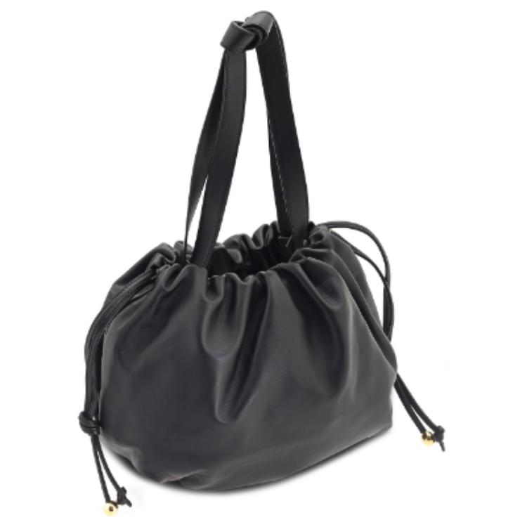 Bottega Veneta Drawstring Closure Medium Calfskin Shoulder Crossbody Clutch Women bags Black 651812VCP408425