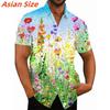 Colorful Flower Clusters Pattern Lapel Shirt For Men Plants 3D Printed Hawaiian Shirts Fashion Short Sleeve Tops Harajuku Blouse