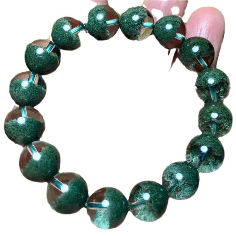 Green Phantom Crystal Bracelet - Natural Wealth-Attracting Treasure Bowl Gift Beads ~6mm