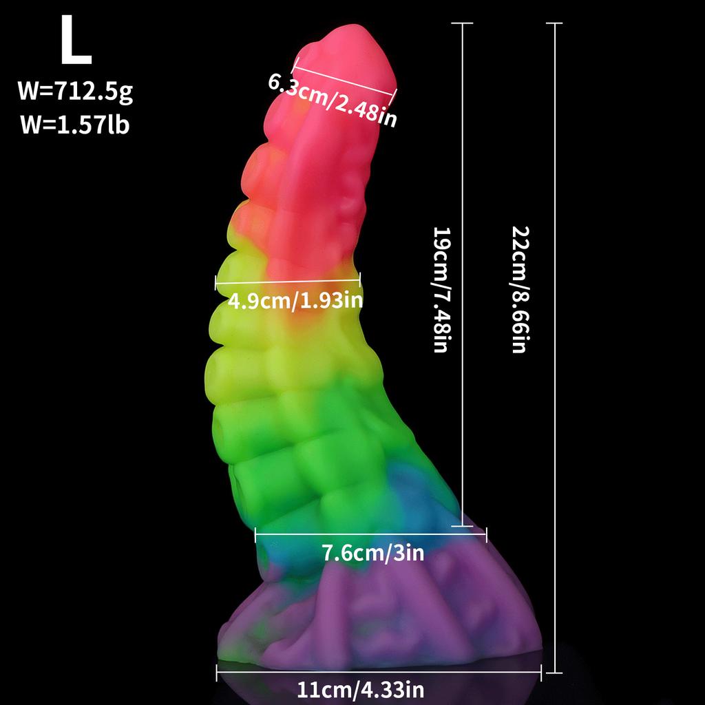 Mixed Color Glowing Dildo Simulation For Men And Women In The Backyard  Used For Masturbation As An Adult Product