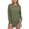 Women's Casual Long Sleeve Loose Fit T-Shirt with Crew Neck and Side Slit Hem Lightweight Pullover Top for Everyday Wear