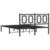 Metal Bed Frame with Headboard Black 135 X 190 Cm