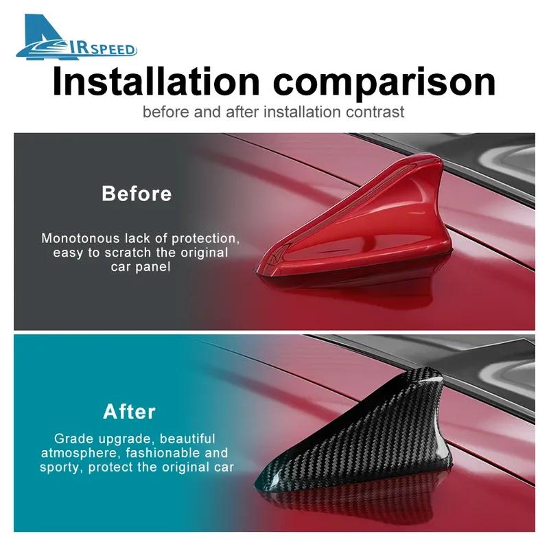 Real Hard Carbon Fiber Trim Cover For Kia Stinger LHD RHD Car Antenna Cover Shark Fin Dry Carbon Cover