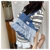 Denim Bag Women's Large-capacity New Summer Versatile Lace Pleated Shoulder Bag Student Tote Bag