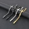 Rock Vintage Cross Bracelet, Personalized Cross Bend Byzantine Emperor Chain Titanium Steel Bracelet For Men