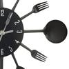 Wall Clock with Spoon and Fork Design Black 40 Cm Aluminum
