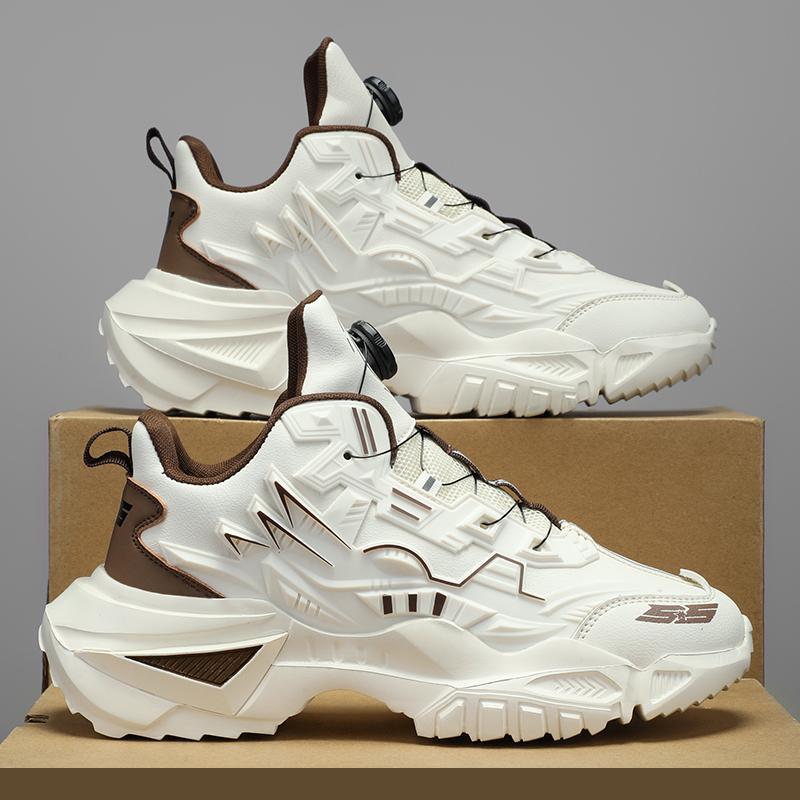 Fashion Men Black Mesh Casual Sports Shoes Breathable Rotating Buckle Sneakers Thick Sole Luxury Tenis Walking Anti-slip Running Shoes