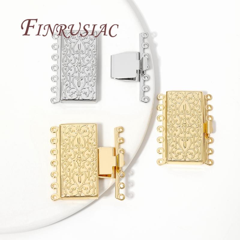 7-strands Connectors For Jewelry 18K Real Gold Plated Bracelet Clasps Fasteners Findings For DIY Necklace Making Accessories