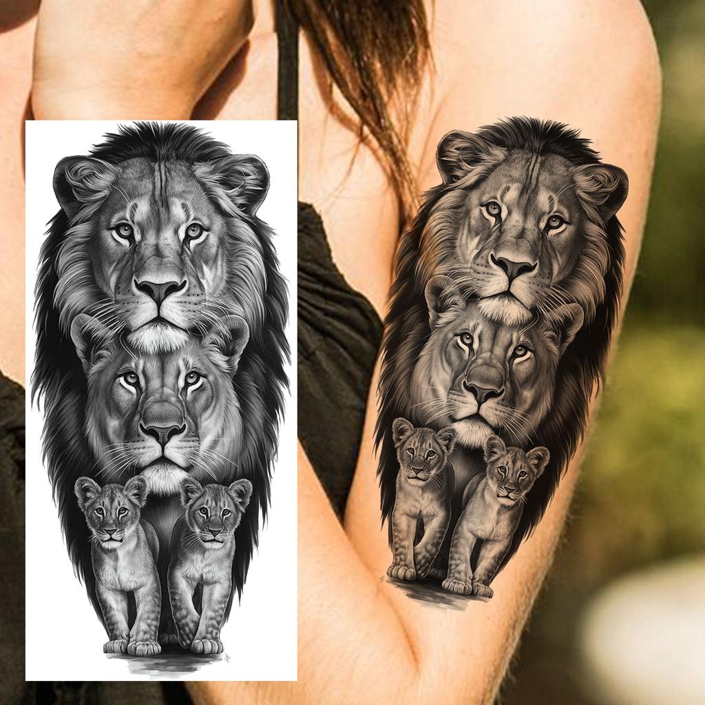 1 Sheet Fierce Tiger Lion Dragon Temporary Tattoos For Men Women Waterproof Wolf Skull Tatoos Long Lasting  Fake Tattoo Stickers