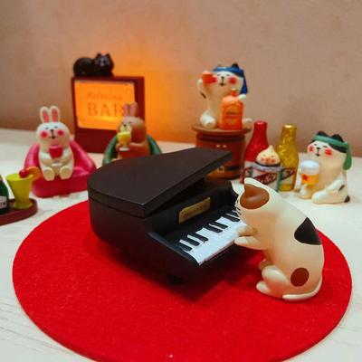 Piano Cat Resin Ornament Blind Box – Trendy Bartender Miniature Decoration & DIY Craft