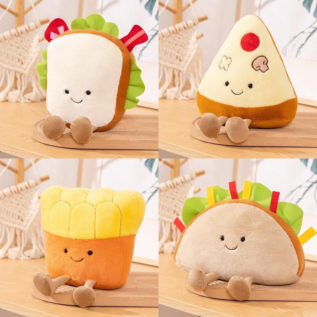 Vegetable Plush Mood Toy Sandwich French Fries Pizza Taco Stuffed Doll 2628cm