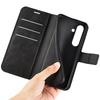 For Samsung Galaxy S24 FE Stand Case Calf Texture Anti-Scratch Leather Phone Cover