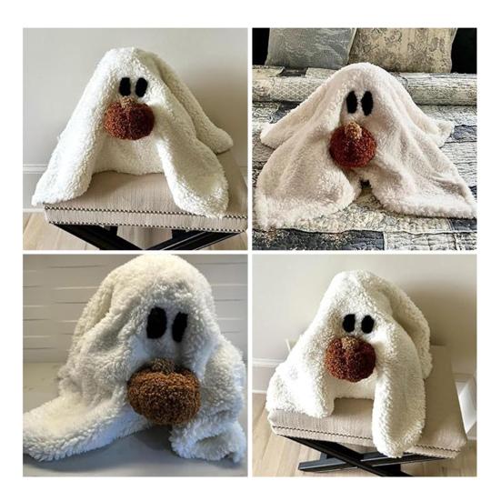 Halloween Plüsch Geist Spielzeug Gefüllt 3D Geist Plüschkissen mit Kürbis/Fledermaus für Kinder Erwachsene Halloween Party Geschenke