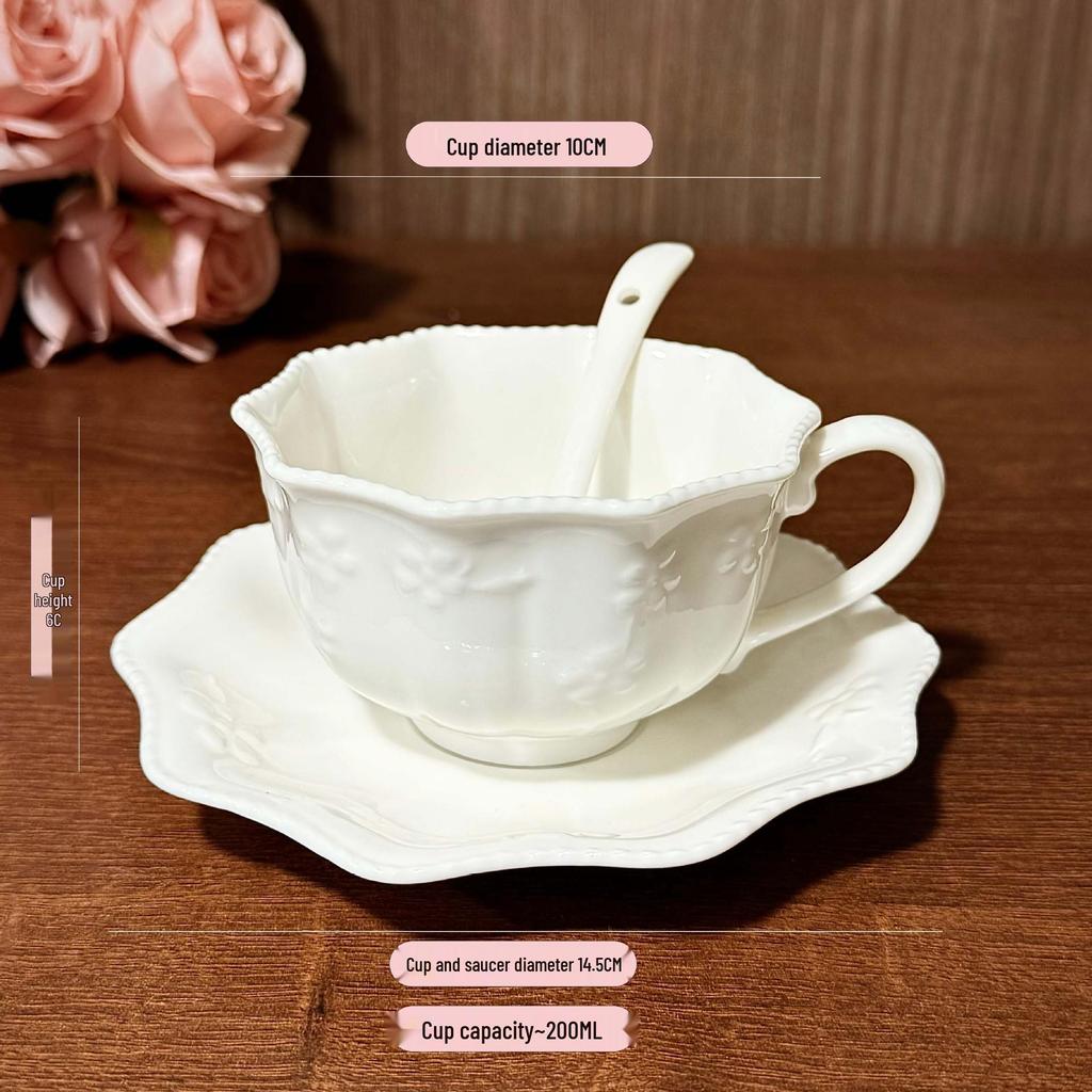 Retro European Style Ceramic Iced Americano and Latte Cup Set with Saucer