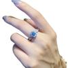 Trendy Sky Blue Topaz Simulated Stone Adjustable Ring for Women