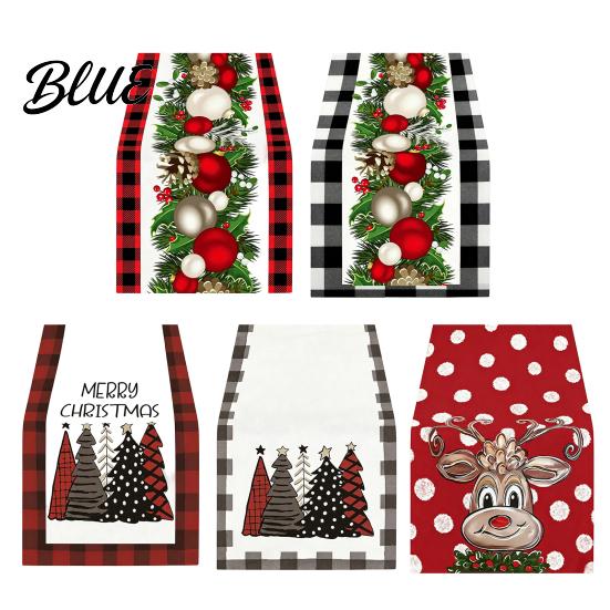 Coffee Table Runner Dining Tablecloth Ball Reindeer Xmas Tree Christmas Runner Print Seasonal Winter Holiday