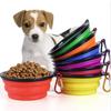 Zusammenklappbare Hundenapf Tragbar Silikon Haustier Reise Wasser Futter Napf mit Karabiner für Katzen Hunde