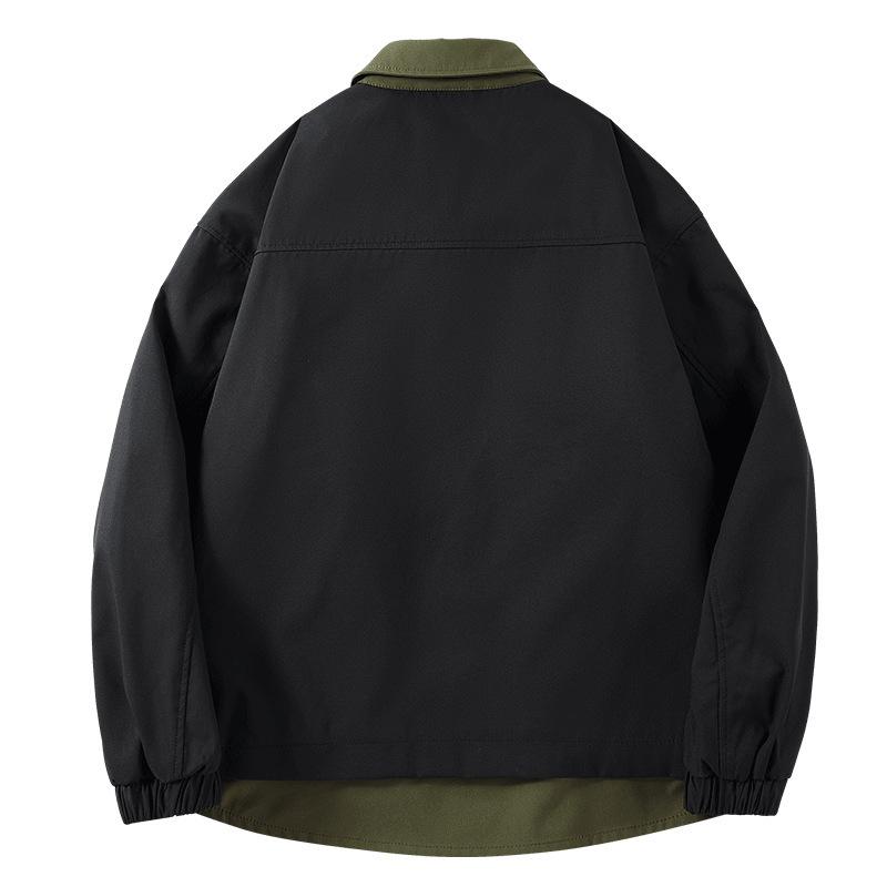 Autumn and Winter New Men's Trendy Fake Two-piece Splicing Jacket Trendy Versatile Soft Skin-friendly Waterproof Windproof Warm