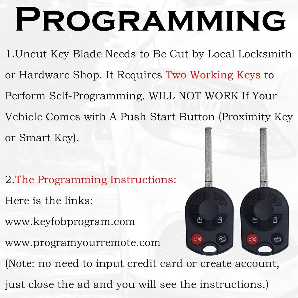 Keyless Entry Remote Control Head Key Fob Replacement Fits for Ford Focus 2012 2013 2014 2015 2016 2017 2018 C-MAX Escape Fiesta Transit Connect